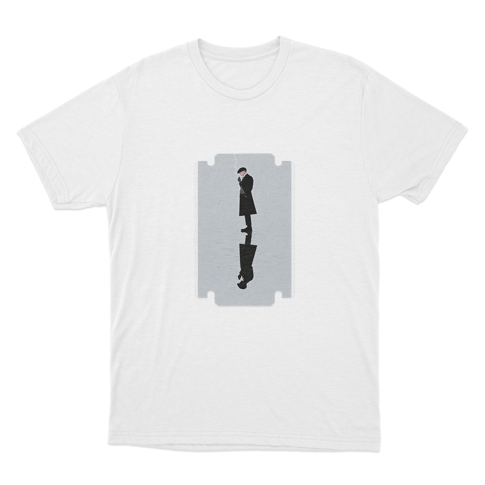 Peaky Blinders Razor Reflection Unisex T Shirt White Peaky Blinders Razor Reflection Unisex T Shirt White